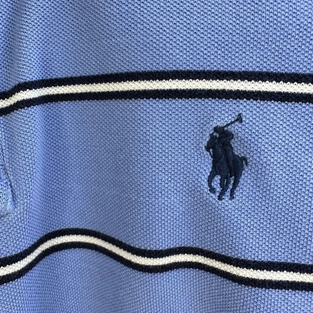 Polo Ralph Lauren Shirt Mens Size XL Blue Striped Short Sleeve Embroidered Logo